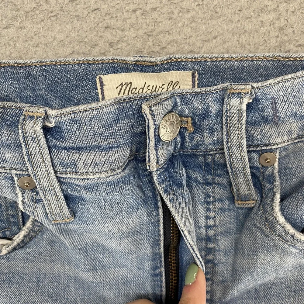 Madewell Perfect Vintage Jeans Womens 25 Light Wash Straight‎ High Rise Raw Hem
